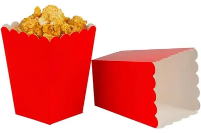Produktbild von Popcornboxen - 12er-Set - Kraftpapier - 7,5 x 5 x 11,5 cm - Für Abschlussfeiern - Rot