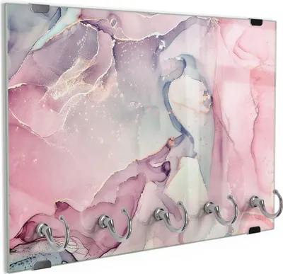 Produktbild von DEQORI Schlüsselbrett Glas 30x20 cm 'Elegante Farbströme' Schlüssel Halter Board Haken