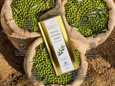 Produktbild von Vassilina Griechisches Natives Olivenöl Extra 5 L · Kaltextraktion · Aus traditionellem Familienbetrieb, KI-generiertes Bild