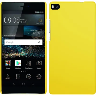 Produktbild von PhoneNatic Case kompatibel mit Huawei P8 - Hülle gelb gummiert Hard-case + 2 Schutzfolien