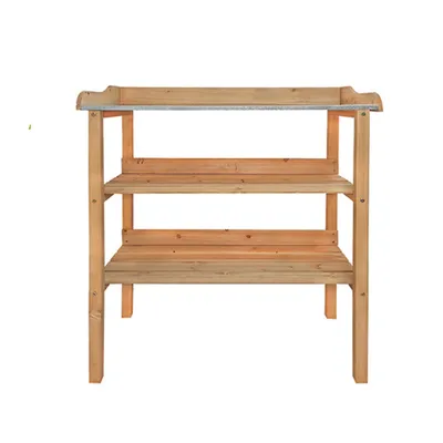 Produktbild von Pflanztisch mit verzinkter Arbeitsfläche, ca. 92 x 76 x 40 cm, naturbelassen