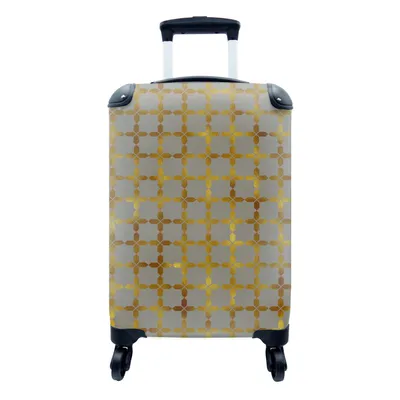 Produktbild von MuchoWow® Koffer Handgepäck Trolley Rollkoffer Kleine Reisekoffer mit 4 Rollen - Muster - Gold - Grau - Linie - Cabin Size < 55x40x23 cm & 55x40x20 cm - Fotokoffer - Kabinenkoffer - Boardgepäck - Reise-Box - Reisekoffer - Reisegepäck - Koffer mit Bild - Trolley für Kinder