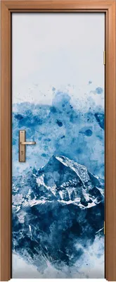 Produktbild von Türposter 70x200 cm Türaufkleber Türtapete Türfolie Klebefolie Berg Landschafts im Winter Aquarell