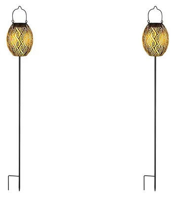 Produktbild von 2x LED Solarleuchte, Metall, Schwarz Gold, H 90cm
