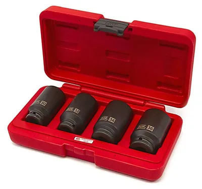 Produktbild von AOK 4-teiliges 1/2-Zoll-Schlagschrauber-Steckschlüssel-Set, große Größen