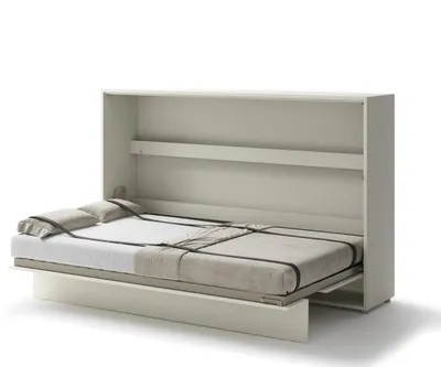 Produktbild von Bed Concept BC-05 Wandklappbett Horizontal Schrankbett mit Matratze, 120x200 cm - Kaschmirfarbe