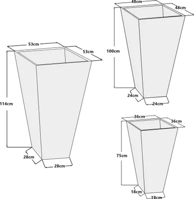 Zdjęcie produktu dla Köhko® Designerowy kubeł piramidowy z cortenstali Vina o wysokości 114 cm | Doniczka w wyglądzie szlachetnej rdzy.