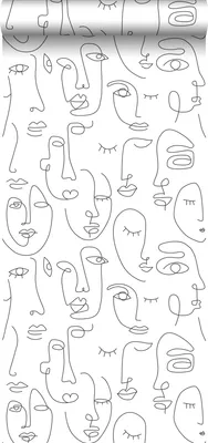 Obrázek produktu pro ESTAhome tapety line art faces black and white - 139145 - 0,53 x 10,05 m