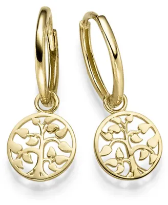 Produktbild von Creolen mit Einhänger Ohrhänger Lebensbaum 585 Gold Gelbgold Ohrschmuck glänzend