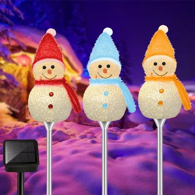 3er-Pack Solar-Schneemann LED-Leuchten für Garten, Weihnachtsdekoration