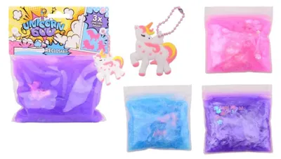 Immagine prodotto di Johntoy slime con 3 unicorni in un sacchetto richiudibile