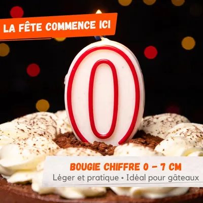 Image de Bougie Chiffre 0 Anniversaire 7 cm
