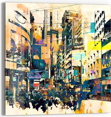 Produktbild von DEQORI Glasbild Echtglas 50x50 cm 'Moderne Stadtansicht' Wandbild Bild modern Deko