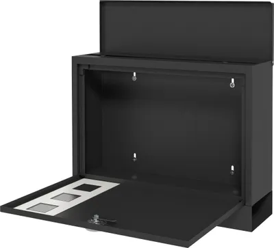 Produktbild von Briefkasten Metallbriefkasten, modern, abschließbar, 36,5 x 11,5 x 29 cm, Schwarz