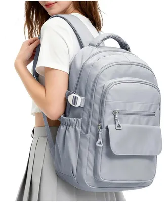 Obrázok produktu pre Školský batoh pre dievčatá, tínedžerky a dámy, vodeodolný, s priestorom na notebook do 14 palcov, sivý