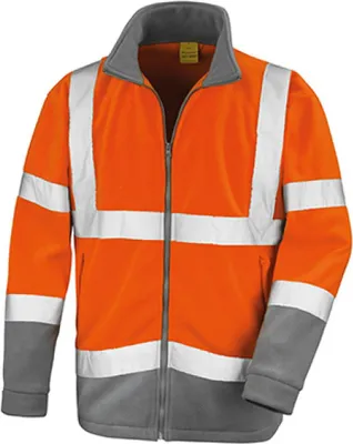 Produktbild von Result R329X | Safety Microfleece Arbeits Jacke - Farbe: Fluorescent Orange/Workguard Grey - Größe: XL
