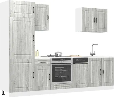 Produktbild von Hochwertig 7-tlg. Küchenschrank-Set Kalmar Grau Sonoma Holzwerkstoff 3314767