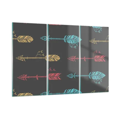 Produktbild von Bilder auf glas - Pfeil Feder - 105x70cm - Glasbilder - Wandbilder - Bilder - Kunstdruck - zum Aufhängen bereit - Wanddekoration aus Glas - Glas Bilder - Wandbild auf Glas - 3 Teile - GCE105x70-3874
