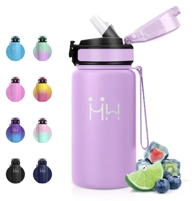 Imagen del producto de Botella de acero inoxidable de 500 ml, termo con pajita, apto para bebidas carbonatadas