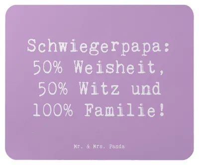 Produktbild von Mr. & Mrs. Panda Mousepad Spruch Schwiegerpapa Weisheit - Lavendeltraum - Geschenk, Vater, Familienmitglied, Schwiegervater, mauspad laptop, Lächeln, Jubiläen, Humor, pc