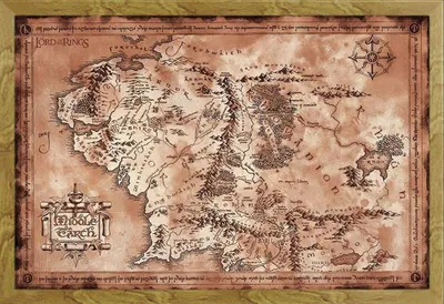Immagine prodotto di Il Signore degli Anelli - Poster - Mappa + cornice rimovibile, Shinsuke® Maxi MDF oak, disco acrilico