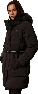 Immagine prodotto di Cappotto imbottito da donna Calvin Klein, modello lungo, con cintura in vita, peso medio, colore nero