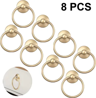 Produktbild von 8 Stück Möbelknöpfe Vintage Möbelgriff Schrankknöpfe Schubladenknöpf Schrank Schublade Griffe Ring Knopf für Möbel Schrank Kommode Tür Möbelknauf Kleiderschrank