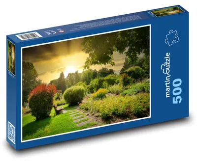 Zdjęcie produktu dla Puzzle 500 Romantyczny ogród i zachód słońca - martinpuzzle