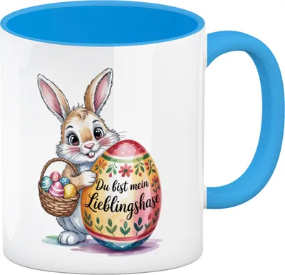 Produktbild von Osterhase Du bist mein Lieblingshase Kaffeebecher in hellblau
