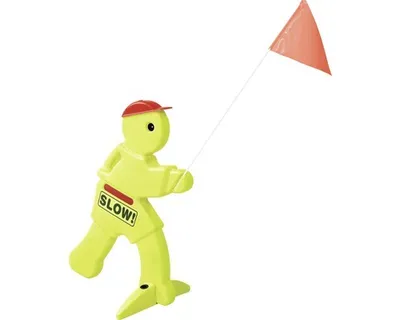 Image de Step2 Benni Frein Figure d'avertissement | Panneau d'avertissement pour enfants en vert fluo avec drapeau | Attention enfants qui jouent Poupée d'avertissement KidAlert