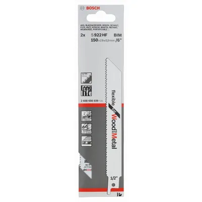 Image de Lame de scie sabre S 922 HF, Flexible for Wood and Metal, pack de 2