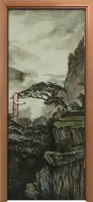 Produktbild von Türposter 80x200 cm Türaufkleber Türtapete Türfolie Klebefolie Chinesische Berge ein Wasserfall Haus