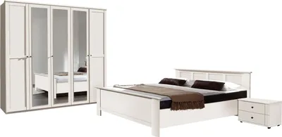 Image de Ensemble chambre à coucher Chalet complet 4 pièces 180x200cm Armoire blanche