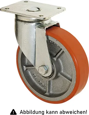 Produktbild von Rollcart Schwerlast Polyurethan- Lenkrollen Ø100x30mm mit 200kg Tragkraft