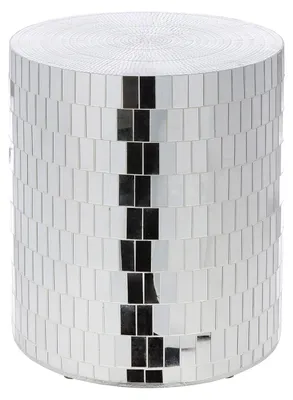 Immagine prodotto di Gilde Beistelltisch, rund, "Disco", Fiberglas, Spiegelglas, silberfarben, VE 1, H. 45 cm, D. 38 cm 37583 4063387375839