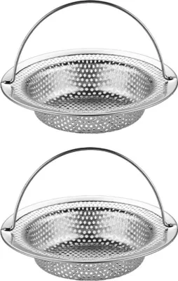 Zdjęcie produktu dla Stalowe sitka do prysznica i umywalki – 2 sztuki – 11 cm – stal – przystosowane do środków czyszczących