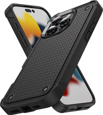 Produktbild von Für iPhone 16 Pro Hülle Militärqualität Stoßfest Hybrid 2 in 1 Hart PC Weich TPU Handyhülle Schwarz