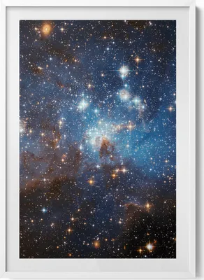 Produktbild von Himmel und Sterne Kosmos– Wandbild mit Rahmen – Gerahmtes Bild  – Wanddekoration – 70x100 cm –  Weiß Rahmen