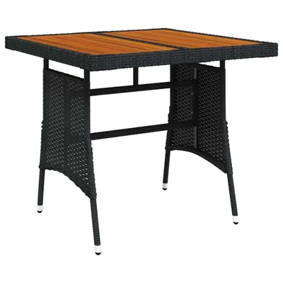 Produktbild von vidaXL Gartentisch Schwarz 70x70x72 cm Poly Rattan & Massivholz Akazie