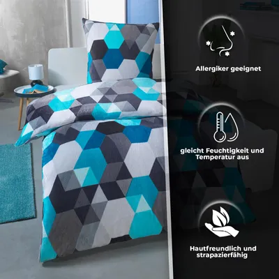 Produktbild von Malika® Kuschelige Winter Plüsch Bettwäsche Cashmere-Touch  mit Kissenbezug 80x80 wärmer als BIBER oder Flanell, Größe:135x200 + 80x80, Design - Motiv:Design 2