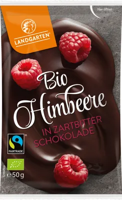 Produktbild von Landgarten  Himbeere in Zartbitter-Schokolade 50g