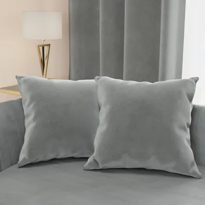 Zdjęcie produktu dla Zestaw 2 poduszek z aksamitu - 40 x 40 cm, ciemnoszary