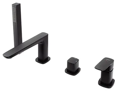 Produktbild von Avapax | Badewannenarmatur 4-loch - Schwarz Matt - Messing - Minimalistisches Design - Korrosionsbeständig