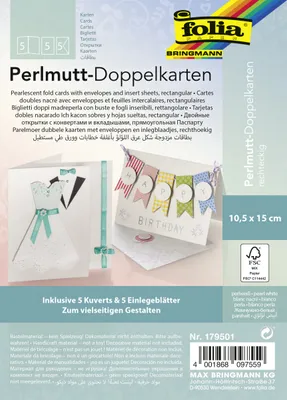 Obrázok produktu pre folia 179501 5 folia Faltkarten mit Briefumschlägen pastell DIN A6