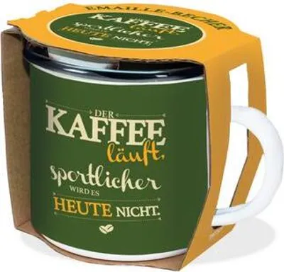 Obrázek produktu pro Emaille-Becher "Kaffee läuft" 300ml