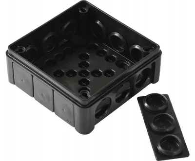 Obrázek produktu pro Povrchový hermetický box černý 98x98x42 IP55 Viplast 04105