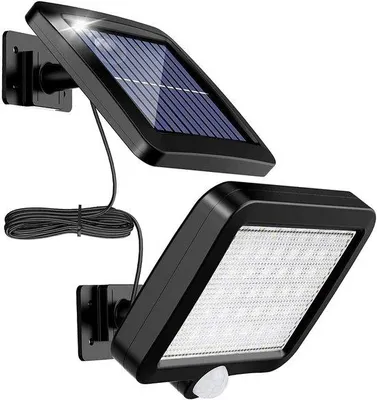 Zdjęcie produktu dla Latarnia solarna z czujnikiem ruchu, 56 diod LED, stopień ochrony IP65, kąt oświetlenia 120°, kabel o długości 5 m
