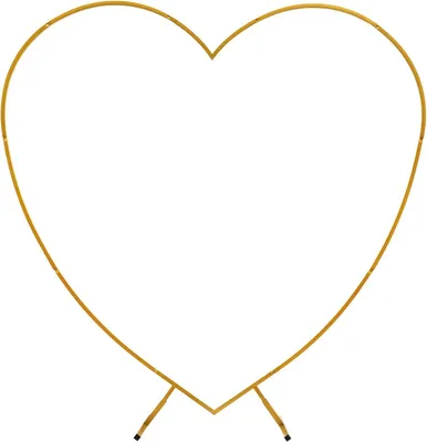 Produktbild von Metall Hochzeitsbogen herzförmig - Hintergrundständer/Ballonbogen - 2 x 0,5 x 2,1 m - Freistehende Basis - Traglast 5–10 kg - Für Hochzeit & Party - Gold