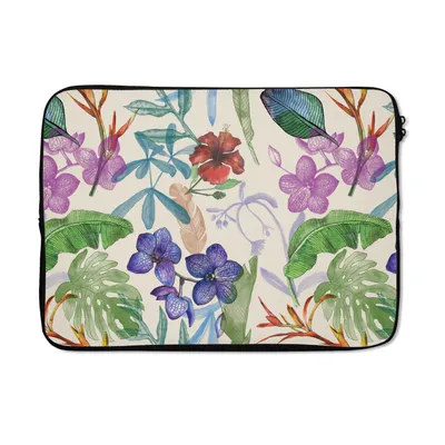 Produktbild von MuchoWow® Laptop Hülle 14 ZollDschungel - Blumen - Muster Laptoptasche - Laptoptasche - Stoßsicher - Schutzhaube