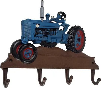 Produktbild von Garderobenhaken Kleiderhaken Wandhaken Blauer Traktor 35x28 cm Gusseisen